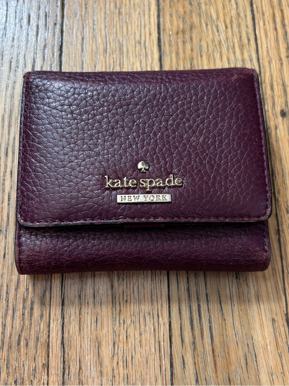 kate spade Burgundy Pebbled Leather Card & Key Holder
